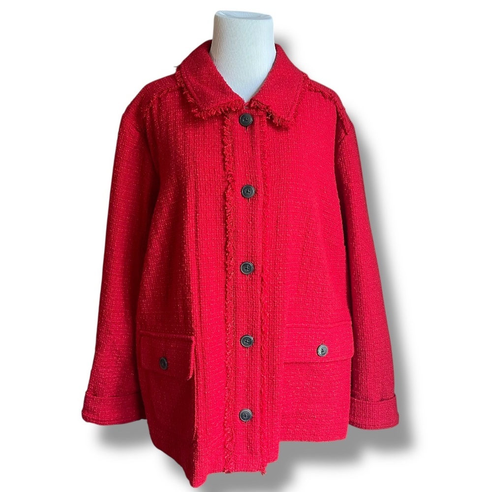 J. Jill Bright Red Tweed Jacket